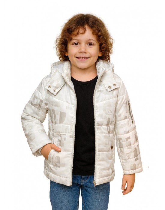 Printed Boys Jacket Printed Metallic White Jacket 